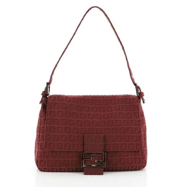 Fendi Mama Forever Zucchino Red Canvas Shoulder Bag 