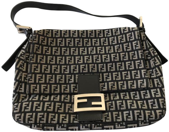 Fendi Mama Zucca Black Canvas Shoulder Bag 
