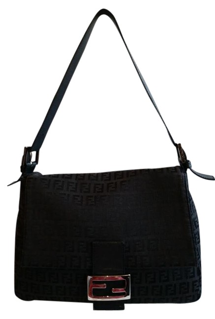 Fendi Mama Zucchino Black Canvas Shoulder Bag 