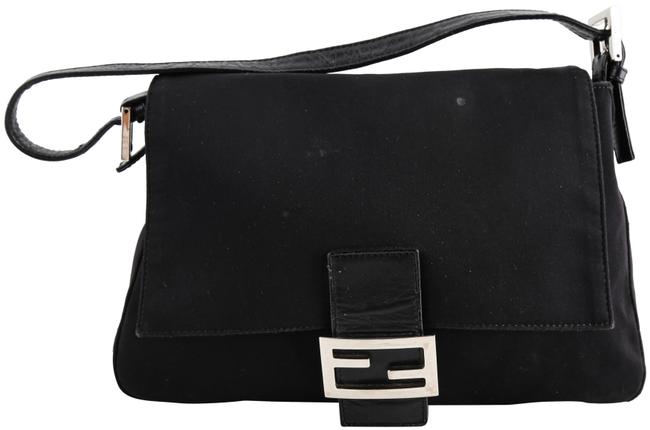 Fendi Mamma Baguette Black Nylon Shoulder Bag 
