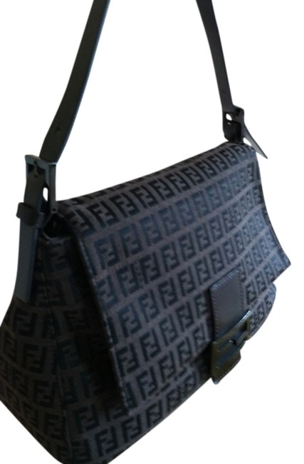 Fendi Mamma Dark Brown Logo Fabric Shoulder Bag 