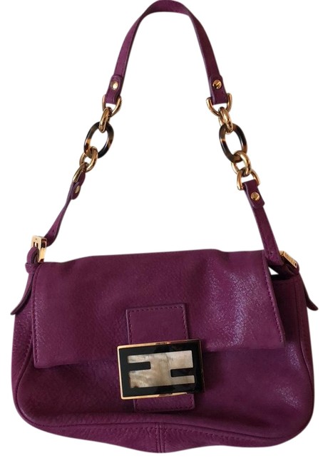 Fendi Mamma Purple Leather Shoulder Bag 