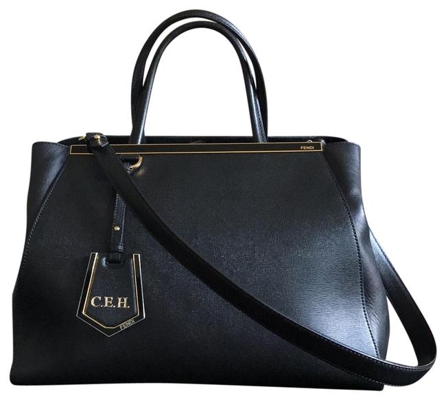 Fendi Medium 2jours Tote Black Leather Shoulder Bag 