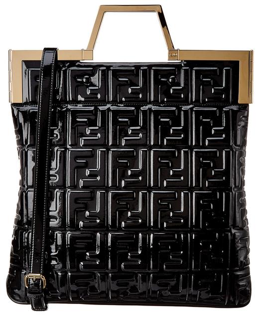 Fendi Medium Patent Black Leather Shoulder Bag 