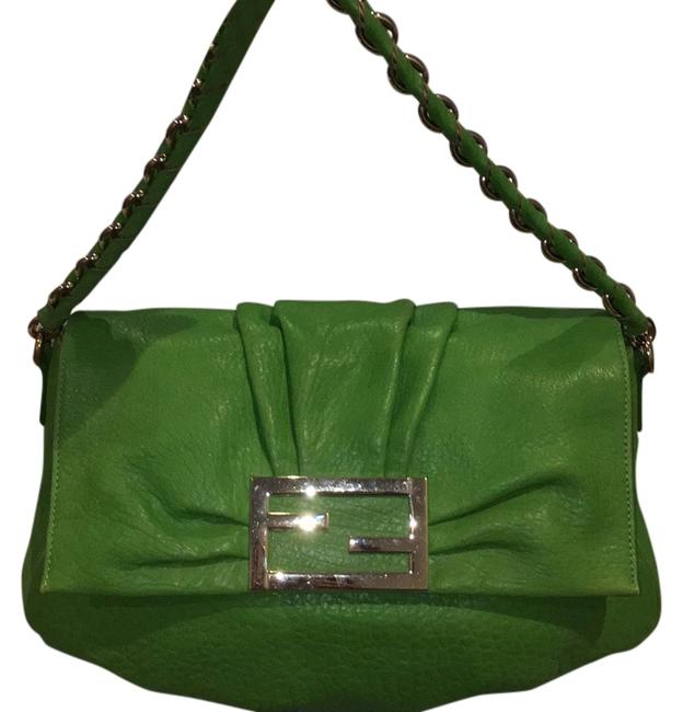 Fendi Mia Agnello Green Leather Shoulder Bag 