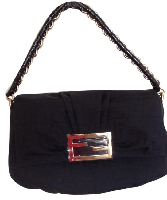 Fendi Mia Borsa Black Jaquard Canvas Shoulder Bag 