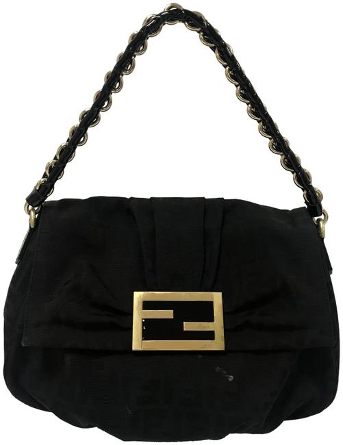 Fendi Mia Zucca Black Fabric Shoulder Bag 