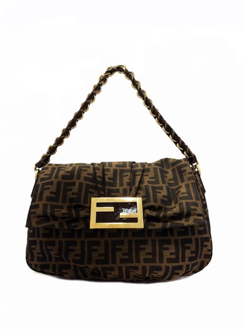 Fendi Mia Zucca Gold Tobacco Light Material Shoulder Bag 