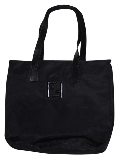 Fendi Microfiber with Straps Black Leather Shoulder Bag 