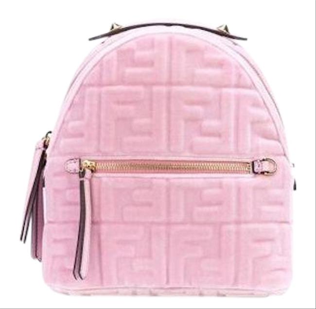 Fendi Mini Embossed Velvet Ff Pink Shoulder Bag 