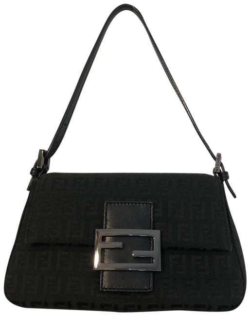 Fendi Mini Mamma Baguette Black Fabric. Shoulder Bag 