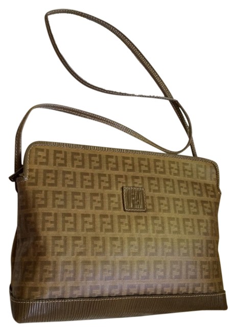 Fendi Mint 1974 Taupe Vintage Monogram Shoulder Bag 