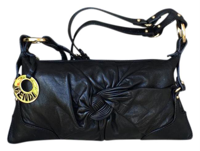 Fendi Italian Black Leather Shoulder Bag 