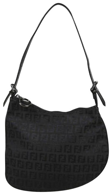 Fendi Monogram 8br248 Black Canvas Shoulder Bag 