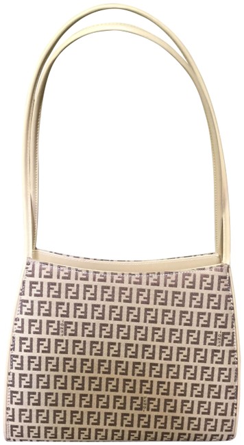 Fendi Monogram Beige Canvas Shoulder Bag 
