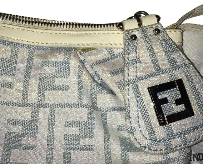 Fendi Monogram Blue Canvas &amp; Leather Shoulder Bag 
