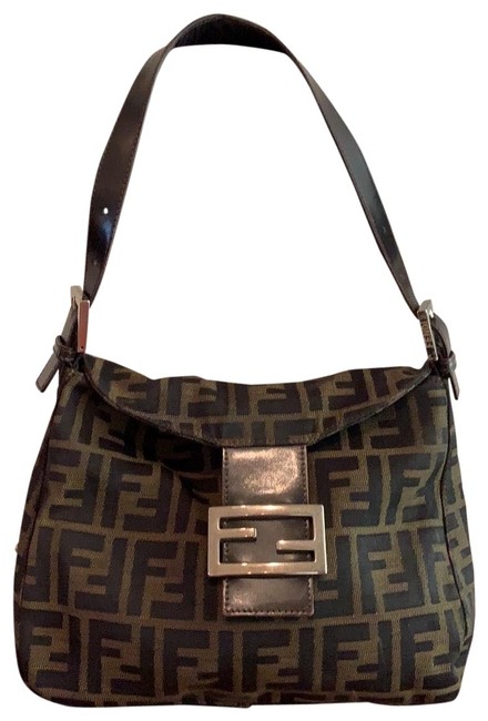 Fendi Monogram Brown and Beige Canvas Shoulder Bag 