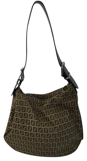 Fendi Monogram Brown Canvas and Leather Shoulder Bag 