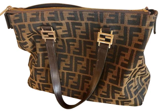Fendi Monogram Brown Fabric and Leather Shoulder Bag 