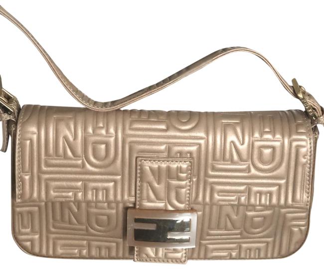 Fendi Monogram Champagne Leather Shoulder Bag 