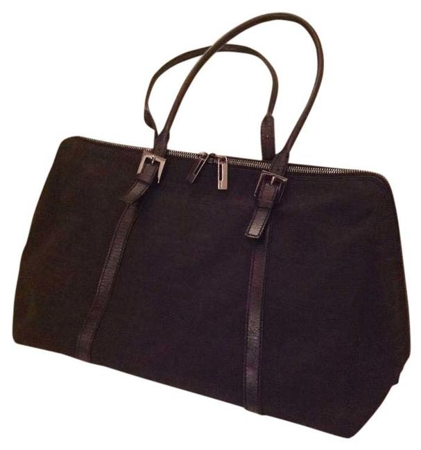 Fendi Monogram Leather Black Canvas Shoulder Bag 