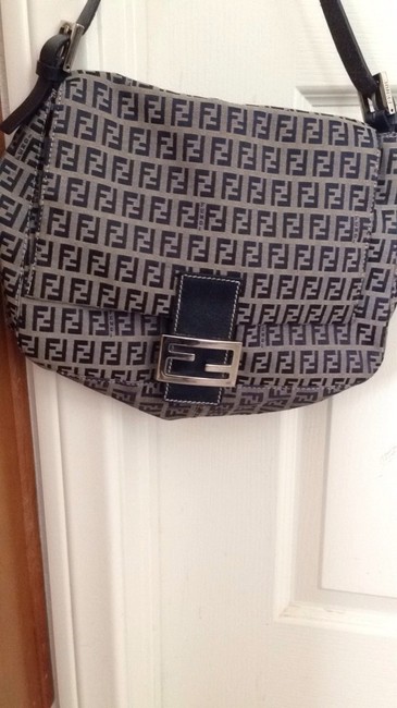 Fendi Monogram Navy Blue Shoulder Bag 