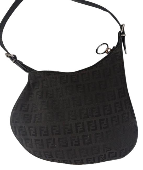 Fendi Monogram Zucca Black Canvas Shoulder Bag 