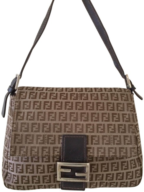 Fendi Monogram Zucca Brown Canvas Shoulder Bag 