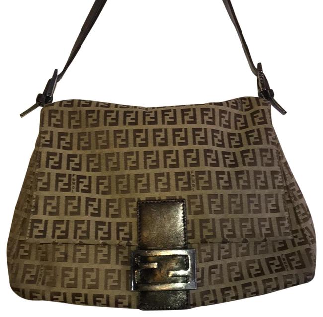 Fendi Monogram Zucchino Brown Canvas Shoulder Bag 