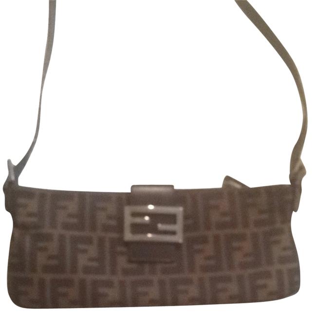 Fendi Monogramed and with Dust Brown Shoulder Bag 
