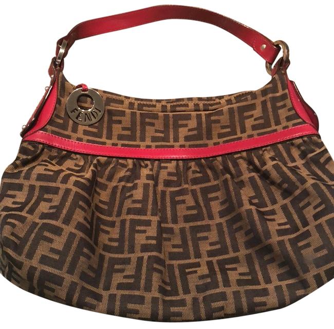 Fendi Monogrammed Canvas Brown Shoulder Bag 