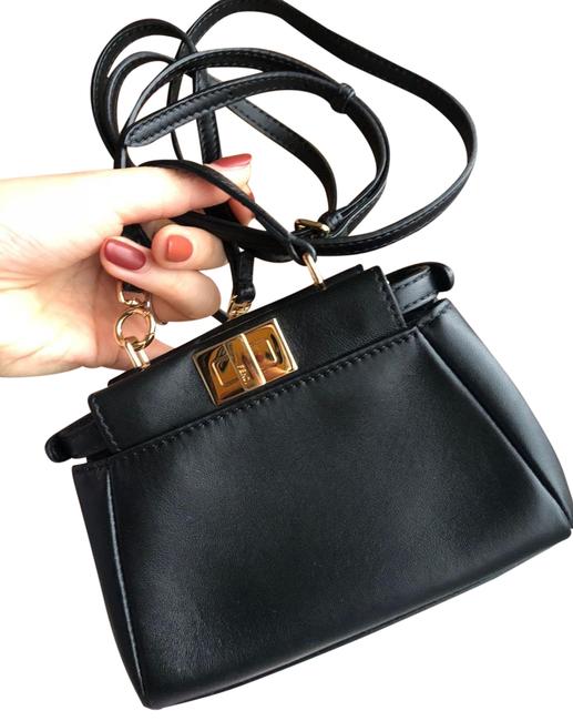 Fendi Nappa Micro Peekaboo Black Leather Shoulder Bag 