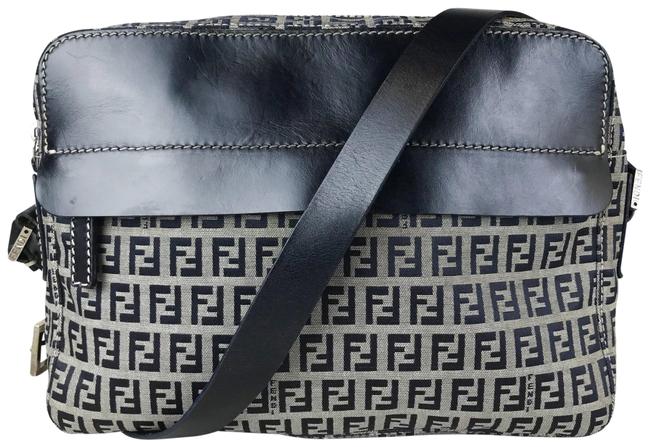 Fendi Navy Zucchino 26395 Blue Canvas Shoulder Bag 