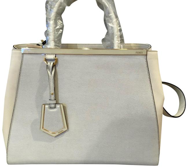 Fendi New 2jours Handbag Tote White Leather Shoulder Bag 