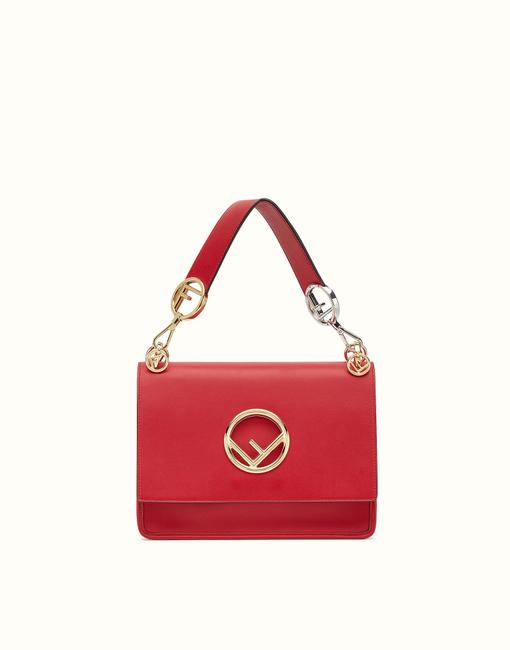 Fendi New Kan I F Calfskin Red Leather Shoulder Bag 