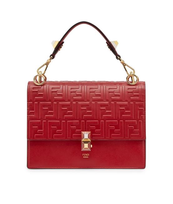 Fendi New Kan I Ff Embossed Strawberry Leather Shoulder Bag 