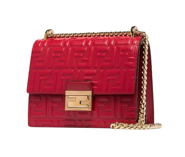 Fendi New Small Kan U Ff Red Calfskin Leather Shoulder Bag 