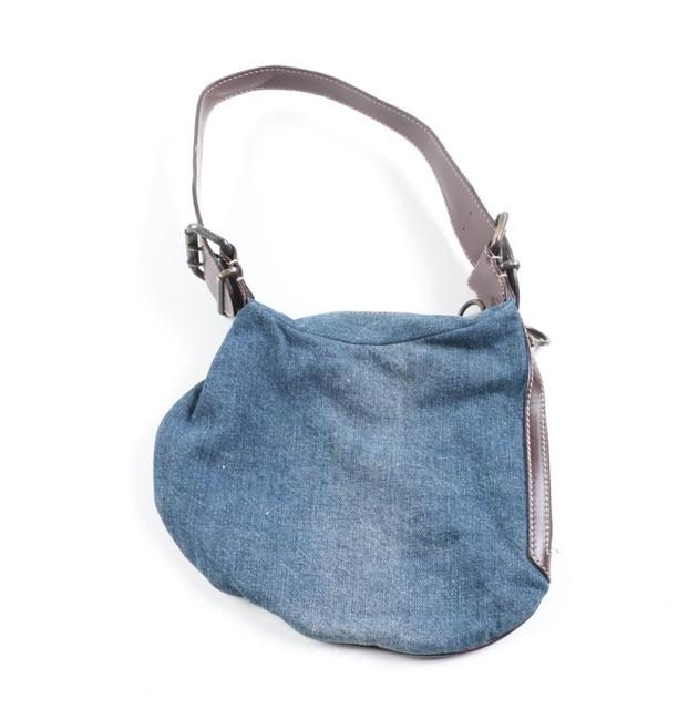 Fendi Oyster Handbag Blue Leather and Denim Shoulder Bag 