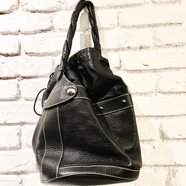 Fendi Bucket Palazzo Handbag Black Leather Shoulder Bag 