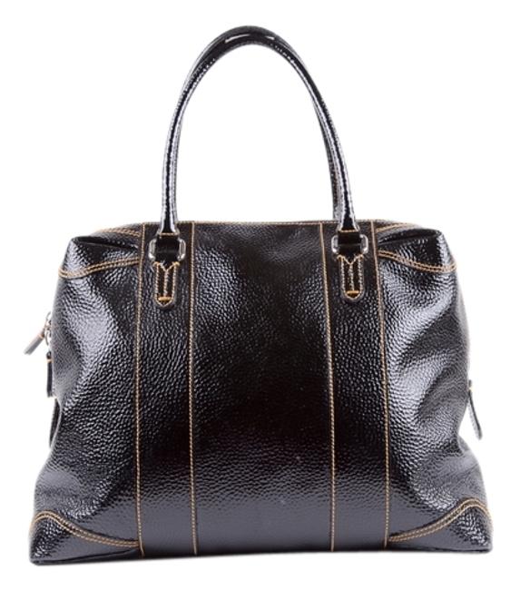 Fendi Patent Leather Black with Yellow Stitching Shoulder Bag 