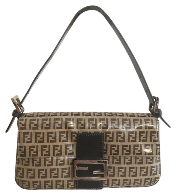 Fendi Patent Leather Monogram Baguette Brown Polyurethane Shoulder Bag 