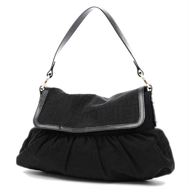 Fendi Pattern 8br436 Black Zucca   Canvas Shoulder Bag 