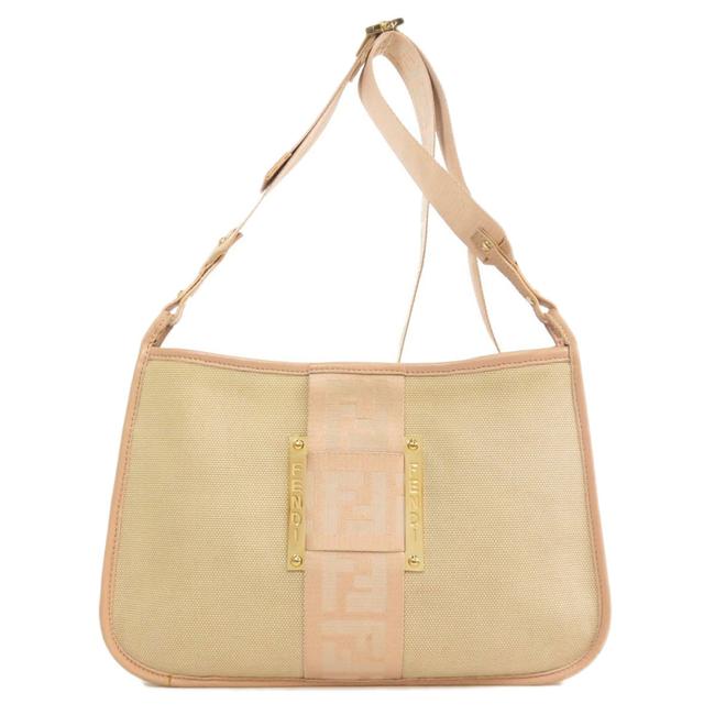 Fendi Pattern Canvas Ladies Beige Zucca Shoulder Bag 
