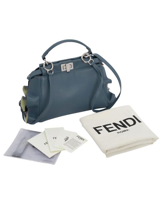 Fendi Peekaboo Blue Leather Shoulder Bag 