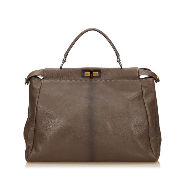 Fendi Peekaboo Brown Leather Shoulder Bag 