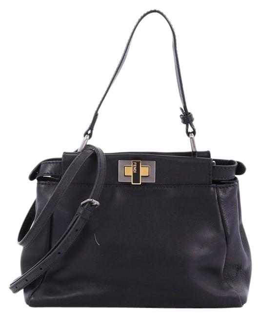 Fendi Peekaboo Handbag Mini Black Leather Shoulder Bag 