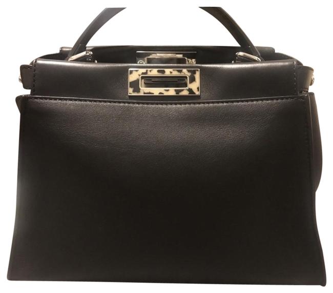Fendi Peekaboo Medium Black Leather Shoulder Bag 