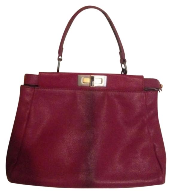 Fendi Peekaboo Purple Leather Shoulder Bag 
