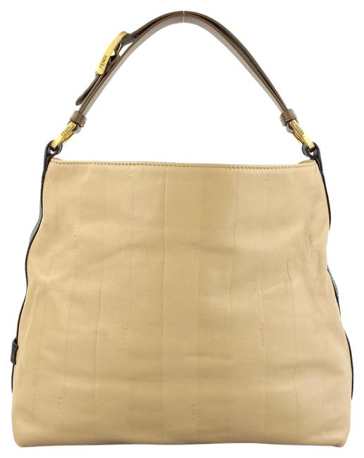 Fendi Penguin Beige Brown Leather Shoulder Bag 