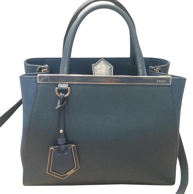 Fendi Petite 2jours Shopper Cobalt Blue Leather Shoulder Bag 